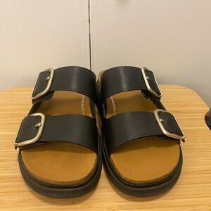 Fitflop Black Leather Slides, US7 great condition